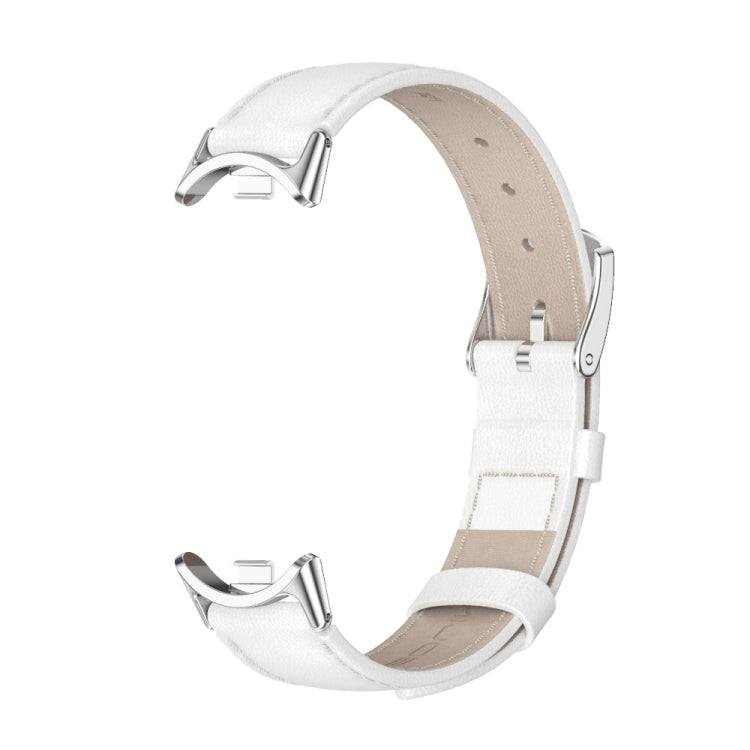 For Xiaomi Mi Band 8 / 9 / 9 NFC Mijobs Genuine Leather Watch Band(White Silver)