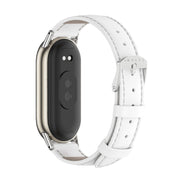 For Xiaomi Mi Band 8 / 9 / 9 NFC Mijobs Genuine Leather Watch Band(White Silver)