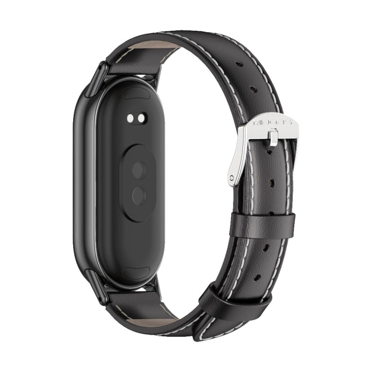 For Xiaomi Mi Band 8 / 9 / 9 NFC Mijobs Genuine Leather Watch Band(Black)