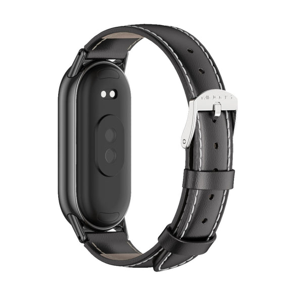 For Xiaomi Mi Band 8 / 9 / 9 NFC Mijobs Genuine Leather Watch Band(Black)