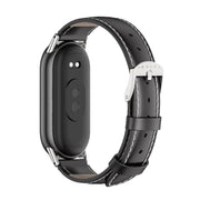 For Xiaomi Mi Band 8 / 9 / 9 NFC Mijobs Genuine Leather Watch Band(Black Silver)