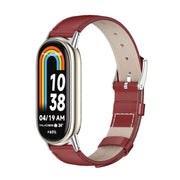 For Xiaomi Mi Band 8 / 9 / 9 NFC Mijobs Genuine Leather Watch Band(Red Silver)