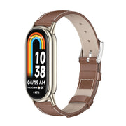 For Xiaomi Mi Band 8 / 9 / 9 NFC Mijobs Genuine Leather Watch Band(Brown Light Gold)