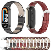 For Xiaomi Mi Band 8 / 9 / 9 NFC Mijobs Genuine Leather Watch Band(Bamboo Coffee Light Gold)