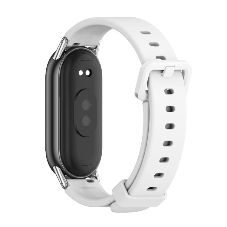 For Xiaomi Mi Band 8 / 9 / 9 NFC Mijobs Silicone Breathable Watch Band(White Silver)
