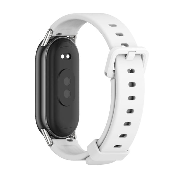 For Xiaomi Mi Band 8 / 9 / 9 NFC Mijobs Silicone Breathable Watch Band(White Silver)