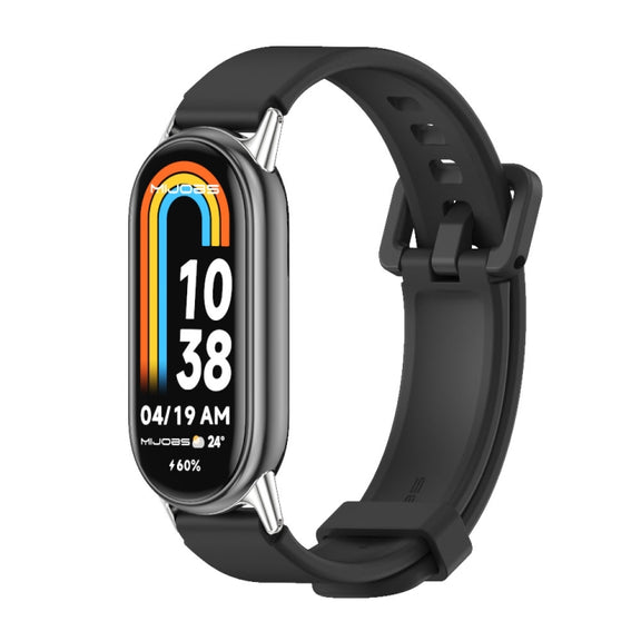 For Xiaomi Mi Band 8 / 9 / 9 NFC Mijobs Silicone Breathable Watch Band(Black Silver)