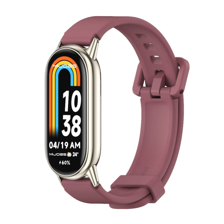 For Xiaomi Mi Band 8 / 9 / 9 NFC Mijobs Silicone Breathable Watch Band(Wine Red+Light Gold)