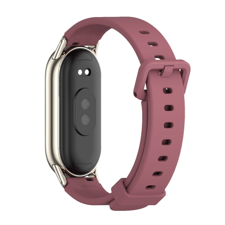 For Xiaomi Mi Band 8 / 9 / 9 NFC Mijobs Silicone Breathable Watch Band(Wine Red+Light Gold)