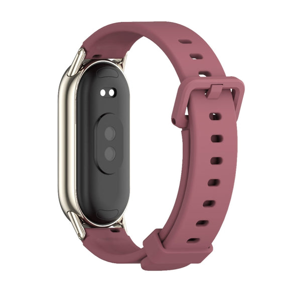 For Xiaomi Mi Band 8 / 9 / 9 NFC Mijobs Silicone Breathable Watch Band(Wine Red+Light Gold)