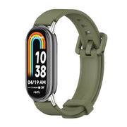 For Xiaomi Mi Band 8 / 9 / 9 NFC Mijobs Silicone Breathable Watch Band(Army Green+Silver)