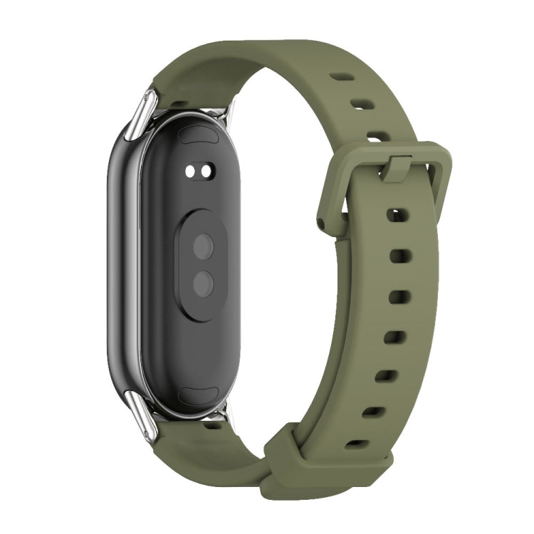 For Xiaomi Mi Band 8 / 9 / 9 NFC Mijobs Silicone Breathable Watch Band(Army Green+Silver)