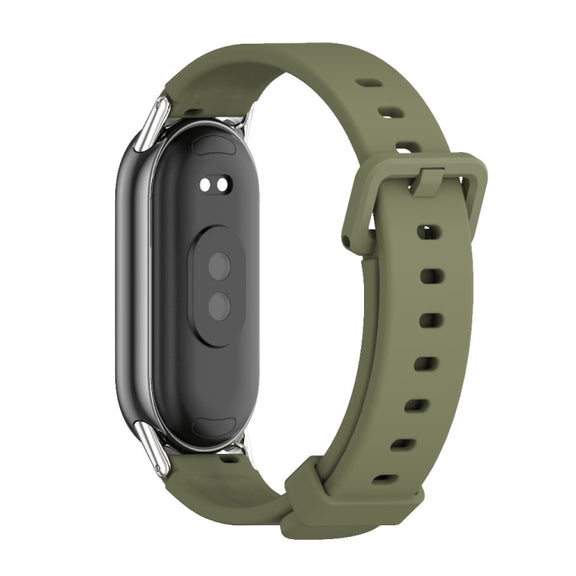 For Xiaomi Mi Band 8 / 9 / 9 NFC Mijobs Silicone Breathable Watch Band(Army Green+Silver)