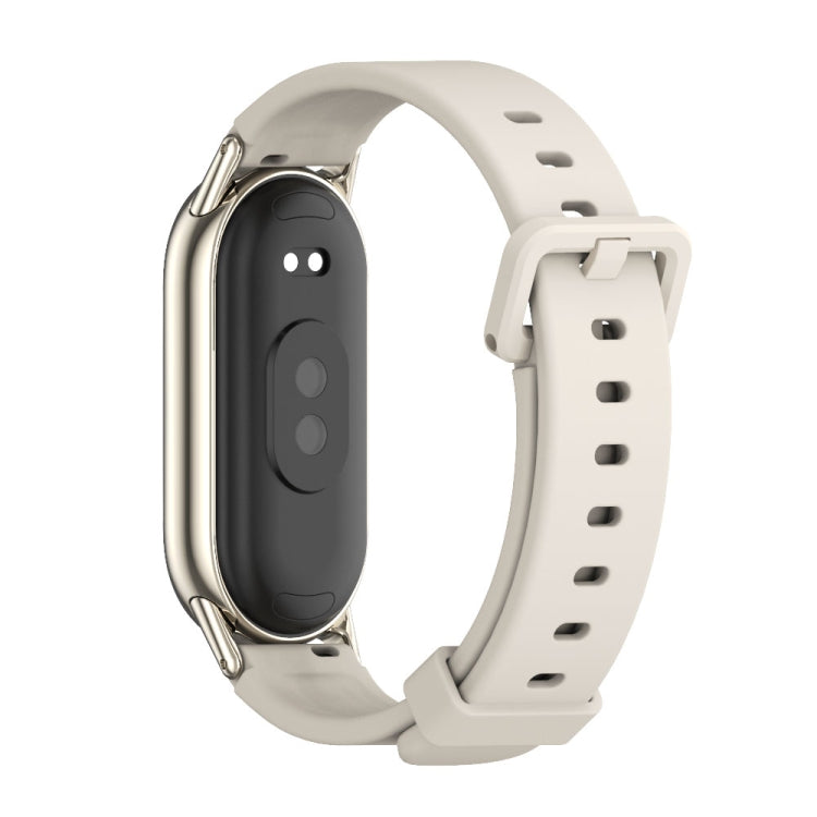 For Xiaomi Mi Band 8 / 9 / 9 NFC Mijobs Silicone Breathable Watch Band(Grey+Light Gold)