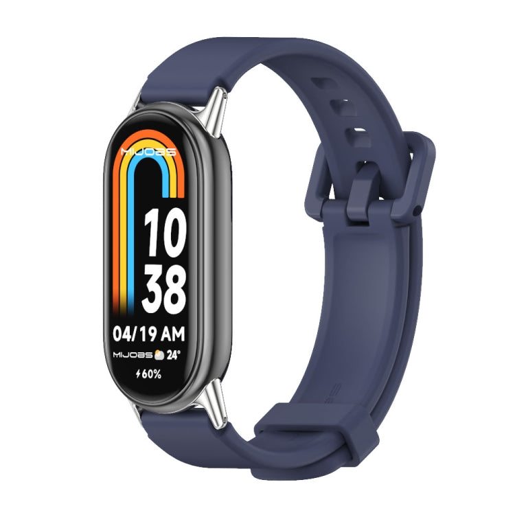 For Xiaomi Mi Band 8 / 9 / 9 NFC Mijobs Silicone Breathable Watch Band(Midnight Blue+Silver)