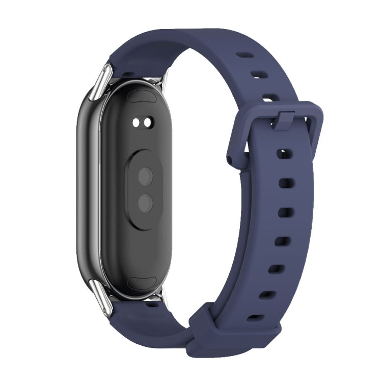 For Xiaomi Mi Band 8 / 9 / 9 NFC Mijobs Silicone Breathable Watch Band(Midnight Blue+Silver)