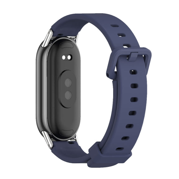 For Xiaomi Mi Band 8 / 9 / 9 NFC Mijobs Silicone Breathable Watch Band(Midnight Blue+Silver)