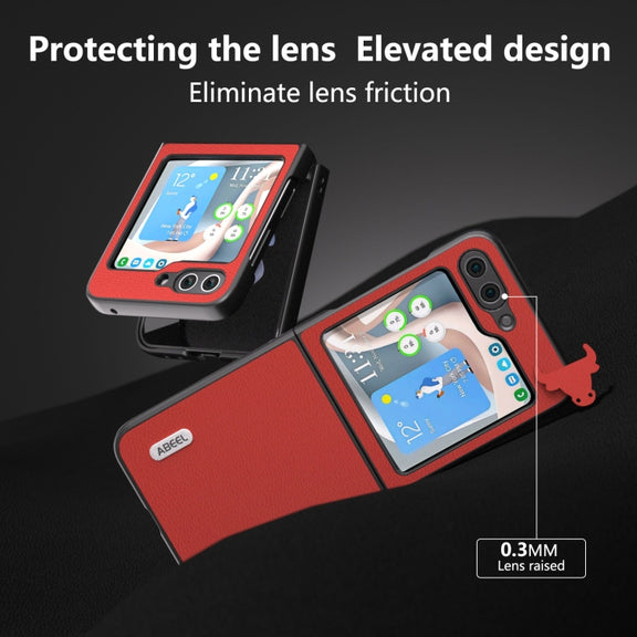 For Samsung Galaxy Z Flip5 ABEEL Genuine Leather Luolai Series Phone Case(Red)