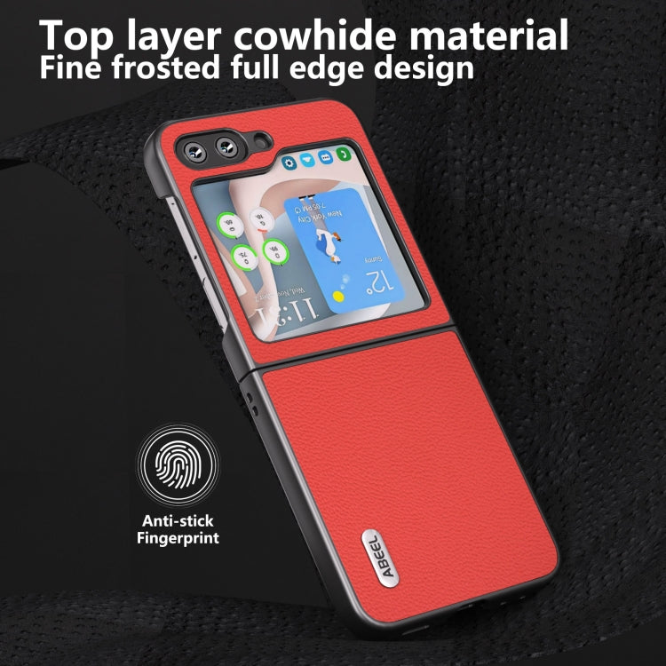 For Samsung Galaxy Z Flip5 ABEEL Genuine Leather Luolai Series Phone Case(Red)