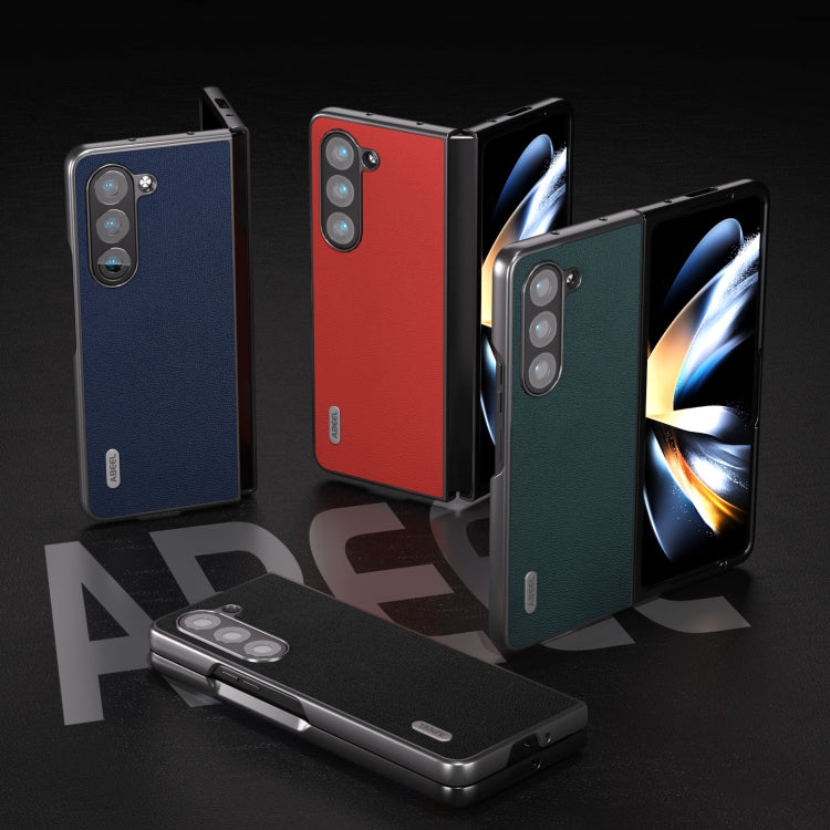 For Samsung Galaxy Z Fold5 ABEEL Genuine Leather Luolai Series Phone Case(Black)