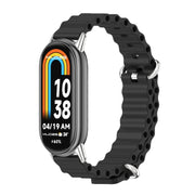 For Xiaomi Mi Band 8 / 9 / 9 NFC Mijobs Marine Silicone Breathable Watch Band(Black Silver)