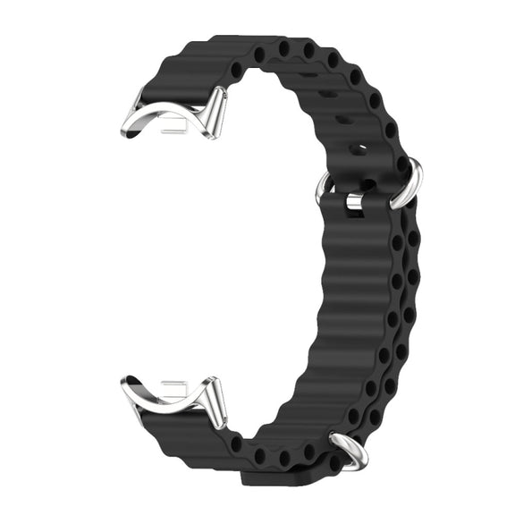 For Xiaomi Mi Band 8 / 9 / 9 NFC Mijobs Marine Silicone Breathable Watch Band(Black Silver)