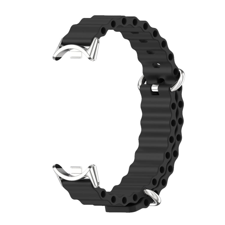 For Xiaomi Mi Band 8 / 9 / 9 NFC Mijobs Marine Silicone Breathable Watch Band(Black Silver)