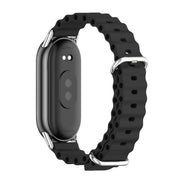 For Xiaomi Mi Band 8 / 9 / 9 NFC Mijobs Marine Silicone Breathable Watch Band(Black Silver)