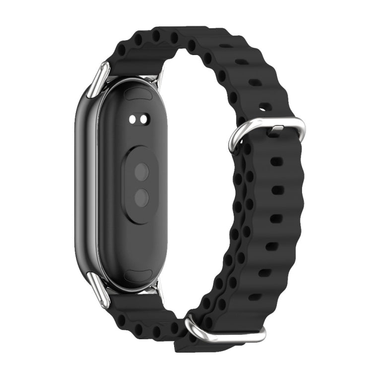 For Xiaomi Mi Band 8 / 9 / 9 NFC Mijobs Marine Silicone Breathable Watch Band(Black Silver)