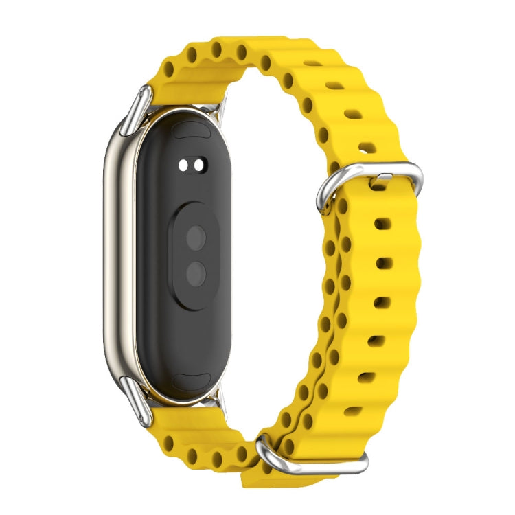 For Xiaomi Mi Band 8 / 9 / 9 NFC Mijobs Marine Silicone Breathable Watch Band(Yellow Silver)