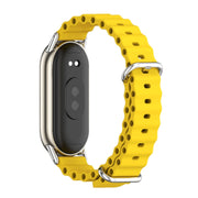For Xiaomi Mi Band 8 / 9 / 9 NFC Mijobs Marine Silicone Breathable Watch Band(Yellow Silver)