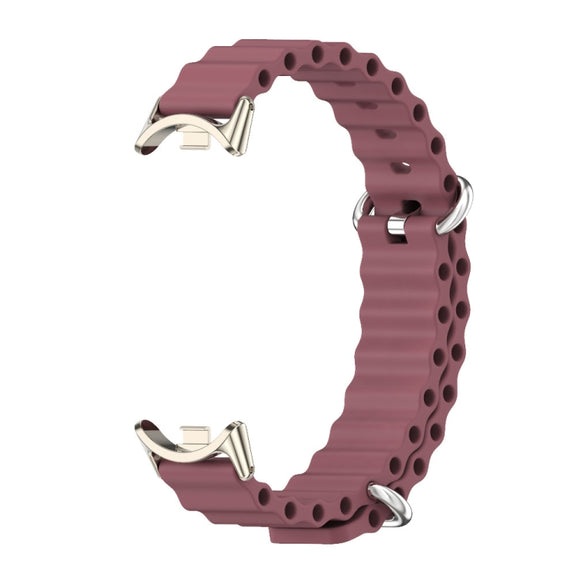 For Xiaomi Smart Band 10 / 9 / 8 Mijobs Marine Silicone Breathable Watch Band(Wine Red Light Gold)