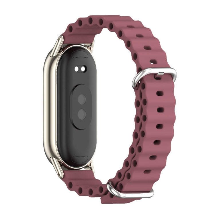 For Xiaomi Smart Band 10 / 9 / 8 Mijobs Marine Silicone Breathable Watch Band(Wine Red Light Gold)