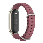 For Xiaomi Smart Band 10 / 9 / 8 Mijobs Marine Silicone Breathable Watch Band(Wine Red Light Gold)