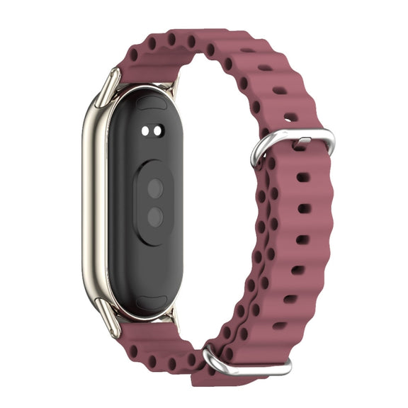 For Xiaomi Smart Band 10 / 9 / 8 Mijobs Marine Silicone Breathable Watch Band(Wine Red Light Gold)