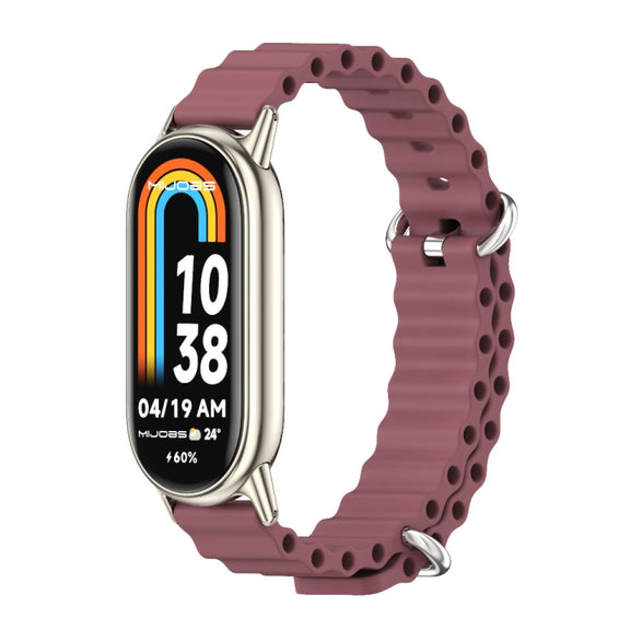 For Xiaomi Smart Band 10 / 9 / 8 Mijobs Marine Silicone Breathable Watch Band(Wine Red Light Gold)