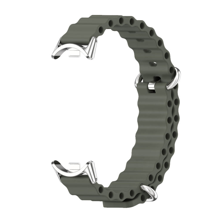 For Xiaomi Mi Band 8 / 9 / 9 NFC Mijobs Marine Silicone Breathable Watch Band(Khaki Green Silver)