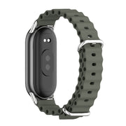 For Xiaomi Mi Band 8 / 9 / 9 NFC Mijobs Marine Silicone Breathable Watch Band(Khaki Green Silver)