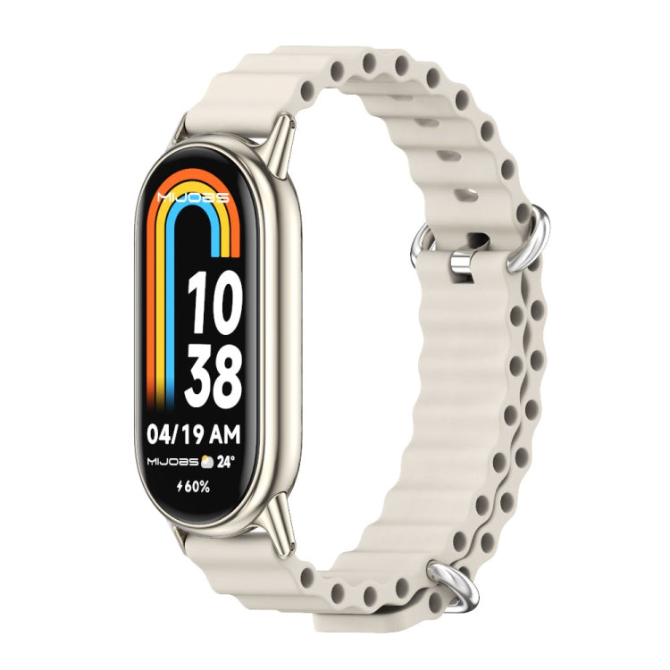 For Xiaomi Smart Band 10 / 9 / 8 Mijobs Marine Silicone Breathable Watch Band(Grey Light Gold)
