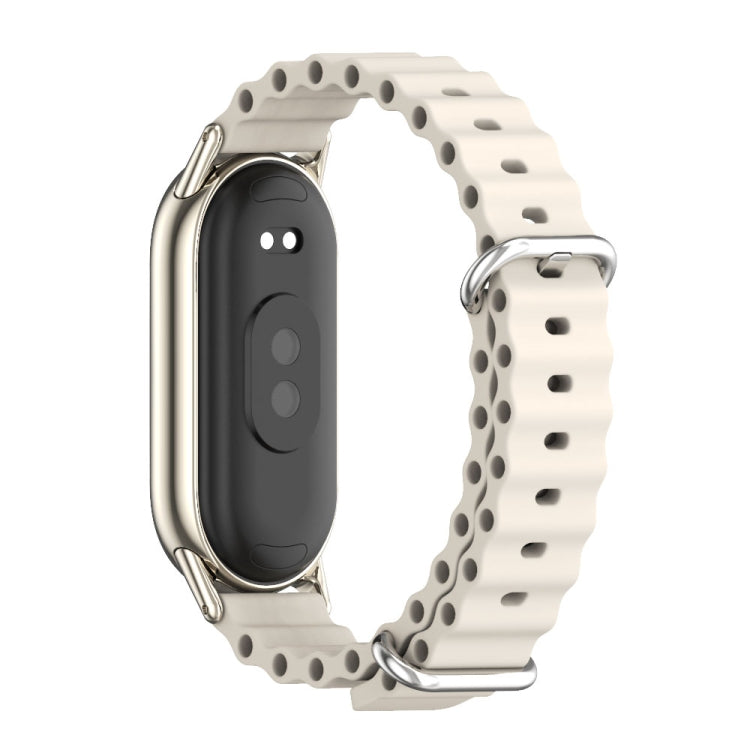 For Xiaomi Smart Band 10 / 9 / 8 Mijobs Marine Silicone Breathable Watch Band(Grey Light Gold)