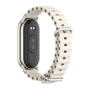 For Xiaomi Smart Band 10 / 9 / 8 Mijobs Marine Silicone Breathable Watch Band(Grey Light Gold)