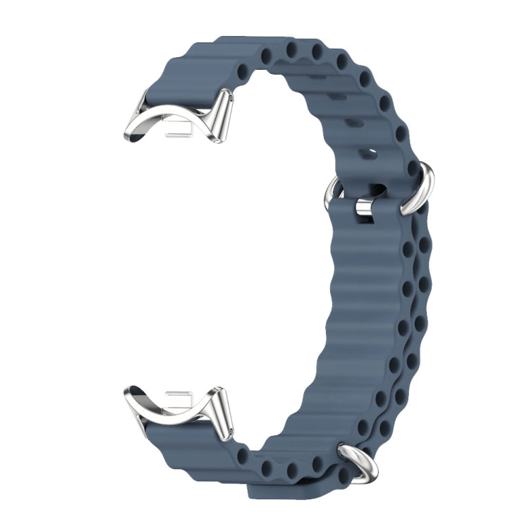 For Xiaomi Mi Band 8 / 9 / 9 NFC Mijobs Marine Silicone Breathable Watch Band(Space Blue Silver)