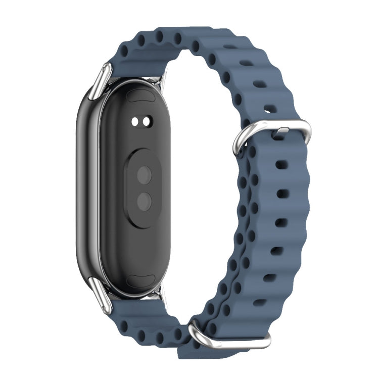 For Xiaomi Mi Band 8 / 9 / 9 NFC Mijobs Marine Silicone Breathable Watch Band(Space Blue Silver)