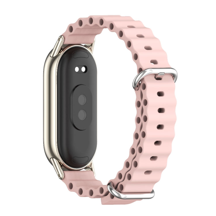 For Xiaomi Mi Band 8 / 9 / 9 NFC Mijobs Marine Silicone Breathable Watch Band(Pink Light Gold)