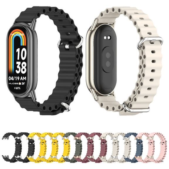For Xiaomi Mi Band 8 / 9 / 9 NFC Mijobs Marine Silicone Breathable Watch Band(Yellow Silver)