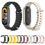 For Xiaomi Mi Band 8 / 9 / 9 NFC Mijobs Marine Silicone Breathable Watch Band(Space Blue Silver)