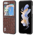 For Samsung Galaxy Z Flip5 ABEEL Genuine Leather Ostrich Texture Phone Case(Coffee) - free shipping - PMC TechLife - Order now!
