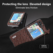For Samsung Galaxy Z Flip5 ABEEL Genuine Leather Ostrich Texture Phone Case(Coffee)