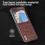 For Samsung Galaxy Z Flip5 ABEEL Genuine Leather Ostrich Texture Phone Case(Coffee)