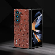 For Samsung Galaxy Z Fold5 ABEEL Genuine Leather Ostrich Texture Phone Case(Coffee)